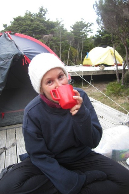 As soon as the sun goes down it gets cold and the sandflies come out; Heaphy Trek