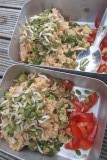 Our healthy dinner with own sprouted mungbeans; Heaphy Trek