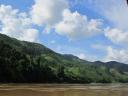 The view during slow boat ride on Mekong river