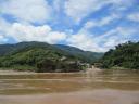 The view during slow boat ride on Mekong river