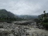 A fallen bridge bcs of bad weather conditions