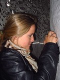 Jacq in action at the art exhibition