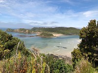 Uitzicht op een strand op Stewart Island