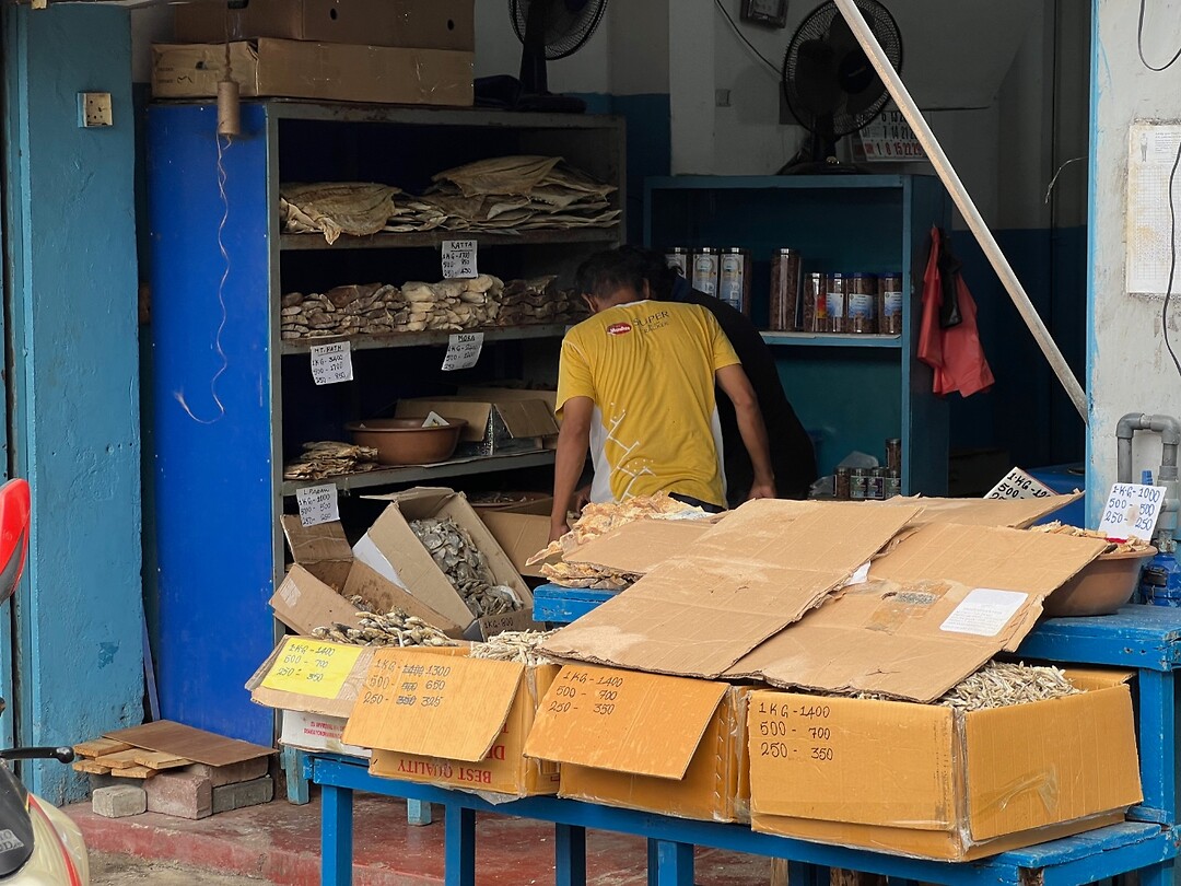 Winkel met gedroogde vis in Colombo