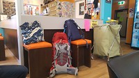 Ready to leave the hostel.. Just three bags...