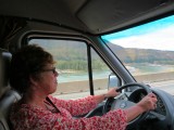 Liesbeth aan het stuur op weg naar Clearwater