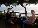 Drinking coffee above the cliff