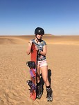 Anna sandboarding in Swakopmund