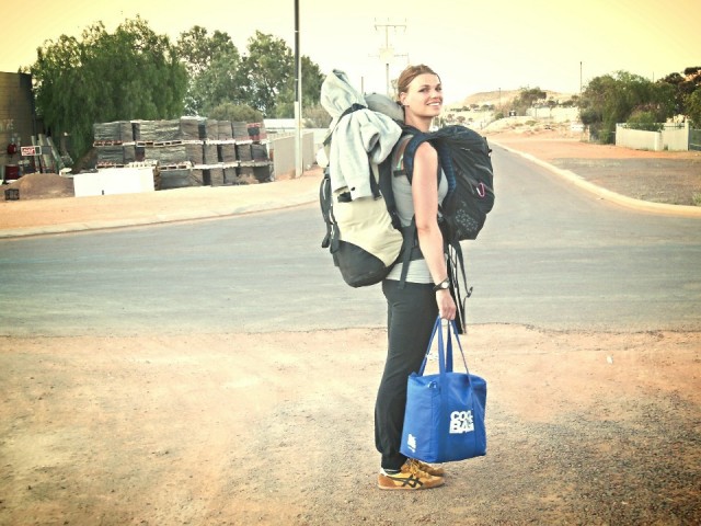 Startklaar om weer te vertrekken van Coober Pedy naar Adelaide over de nacht.