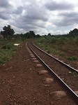 Het spoor waar we overheen moesten met de fiets.
