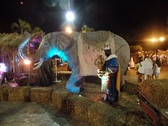 Kerststal met een olifant in Mérida
