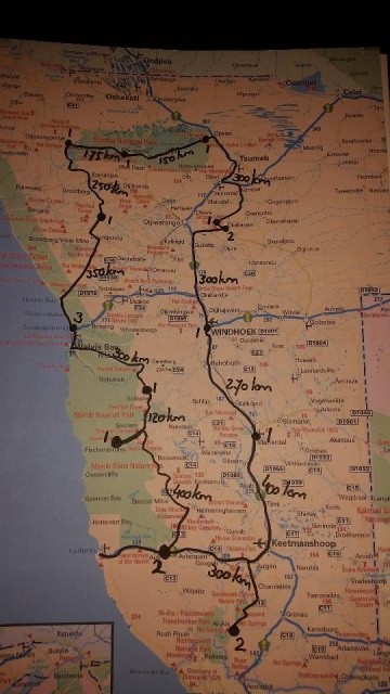 uitgestippelde route