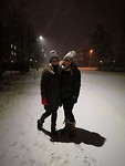 Avondwandeling in de sneeuw