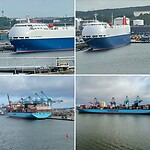 De haven met raar model schip genaamd: Port of Rotterdam