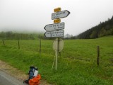 Route aanduiding op de Frans/Zwitserse grens