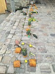 Vruchten versiering bij de oude poort St Vallery sur Somme