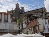Vanuit de Grote Markt van Villafranca del Bierzo getrokken; de San Franciscokerk achteraan