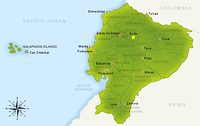 Landkaart Ecuador, Galapagos