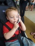 Bij de bus naar Bondi Beach, even bellen