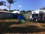 Ons plekje op de camping bij Brisbane