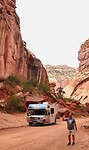 Met de camper in de kloof bij Capitol Reef