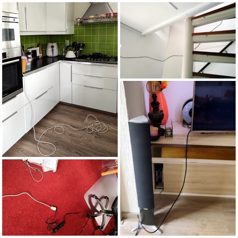Woonkamer, keuken en biblotheek zonder stroom