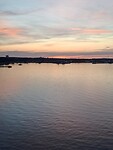 18-6-26 Zonsondergang vanaf de boot bij vertrek uit Kiel