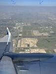 Opgestegen bij Calgary en je ziet de grijze ‘wildfire smoke’-strook heel duidelijk hangen 😢