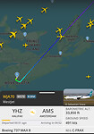 De vliegroute over Newfoundland