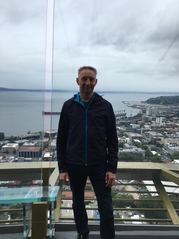 Arjan op de Space Needle