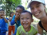 Having fun with local kids