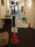 the ceiling of the hallway is damaged