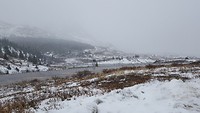 Sneeuwstorm bij de Columbia icefield
