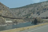 Trains on each siode of the Fraser River