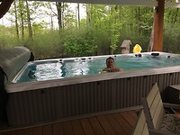 Lauchlin cooling off in the hot tub!