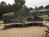The metal bench, the Lake Trout