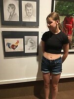The artist and her rooster