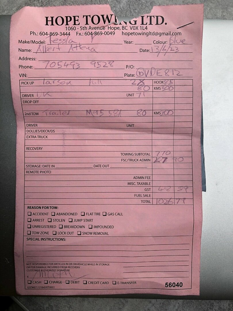 Towing Bill