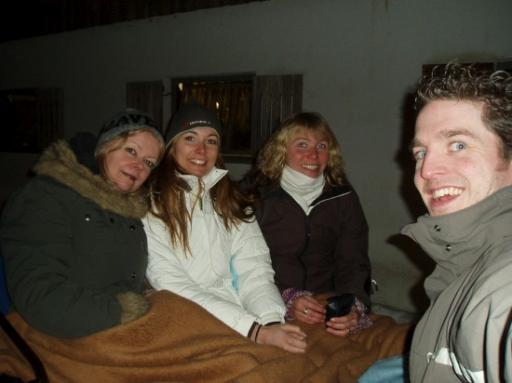In de slee