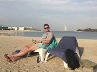 Aan het strand op de Palm Jumeirah