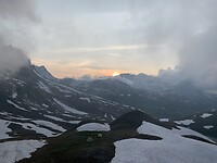 Zonsondergang bij refuge Col du Palet