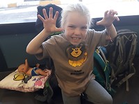 Met onze laatste Namibische dollars t-shirt gekocht