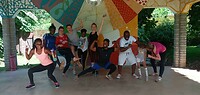 Airobics bij ons oude huis in Zomba, heerlijk!