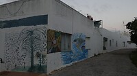 Beschilderde muren in downtown Portimão