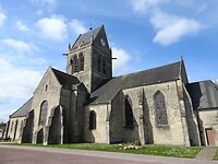 De beroemde kerk van Ste. Mere Eglise