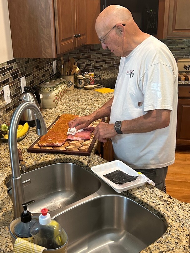 Still preparing our steak