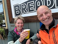 Shannon Eyssen and me in front of the bakery / cafe