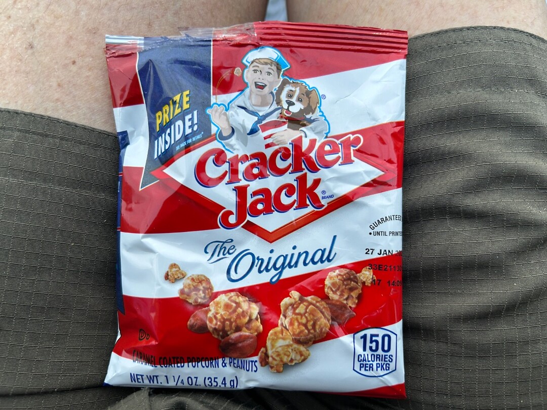 The famous, I didn't know, Cracker Jack. A great snack