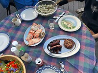 A great diner table full of delicious food