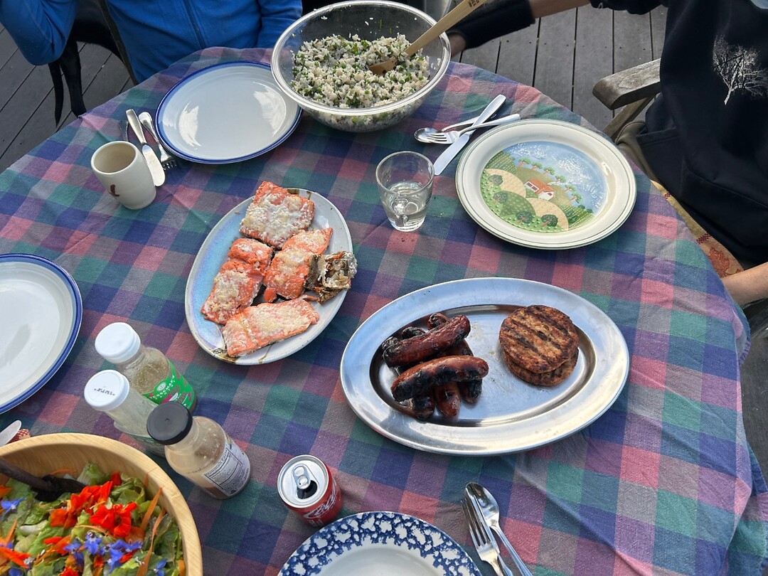 A great diner table full of delicious food